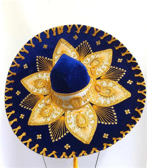 Sombrero Charro Azul Rey Von Dorado Para Adulto 51000 En Mercado Libre