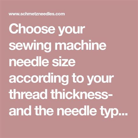 Schmetz Sewing Machine Needle Chart
