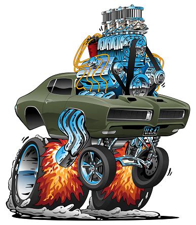 Hot rod art and design. Classic American Muscle Car Hot Rod Cartoon Vector ...