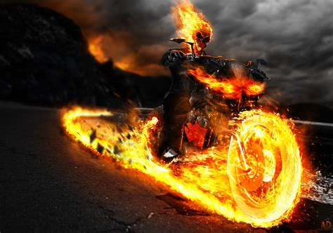 Ghost Rider On Bike Artwork Wallpaperhd Superheroes Wallpapers4k Wallpapersimagesbackgrounds