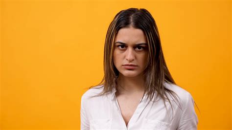 Close Up Portrait Of Angry Unhappy Woman Stock Footage Sbv
