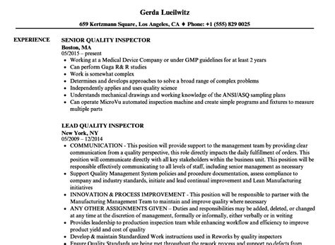 Medical Quality Assurance Inspector Resume Quality Control Inspector
