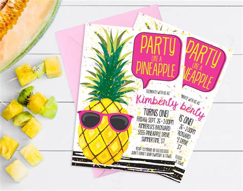 Pineapple Party Invitation Pineapple Birthday Party Like A Pineapple