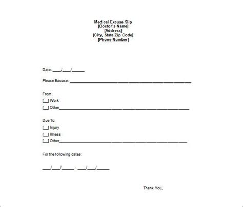 doctor excuse template 10 sample example format download