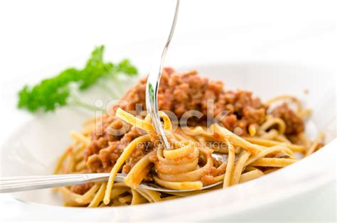 Forks In Homemade Spaghetti Bolognese Stock Photo | Royalty-Free ...