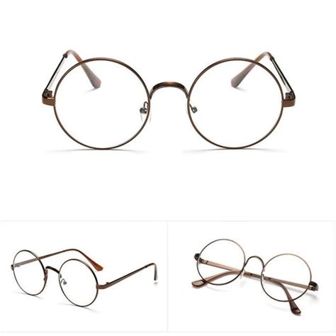 vintage gold oval eyeglass frame man women plain glass clear full rim eosegal eyeglass