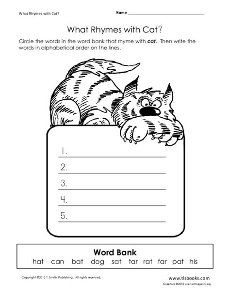 Words That Rhyme With Cat Worksheet Rectangle Circle