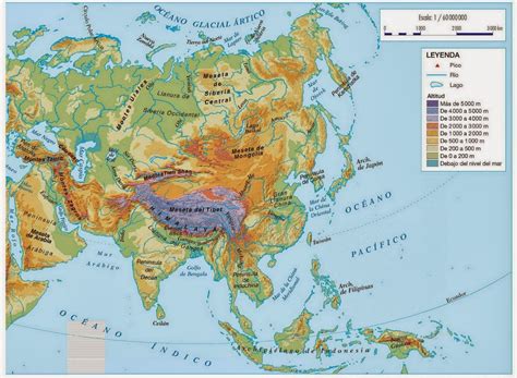 Mapa De Asia Político Regiones Relieve Para Colorear Imágenes Totales