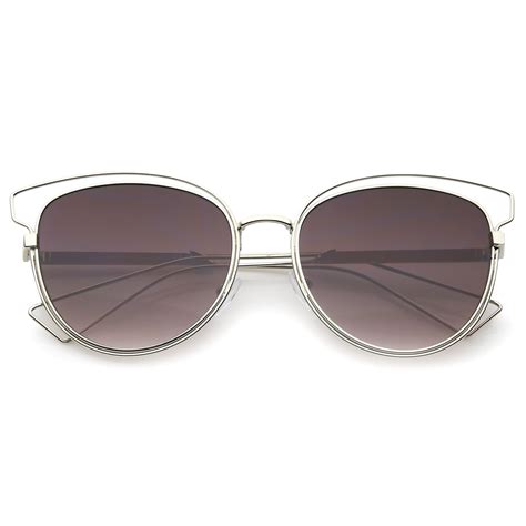Sunglassla Unisex Womens Fashion Open Metal Frame Neutral Colored Lens Cat Eye Sunglasses