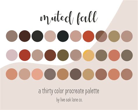 Muted Fall Procreate Color Palette 30 Colors For Procreate Etsy