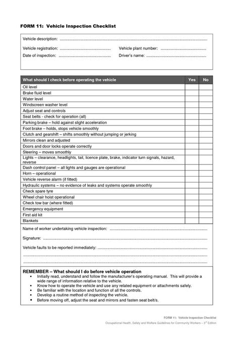 Check spelling or type a new query. Vehicle Safety Inspection Checklist Form | Car Maintenance ...