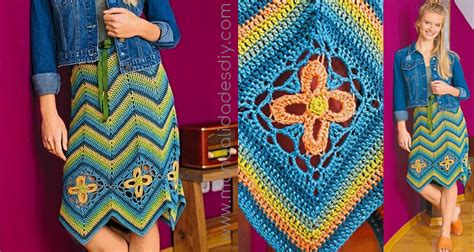 Tejidos a crochet paso a paso. Falda con cuadrados o granny square tejidos a crochet ⋆ ...