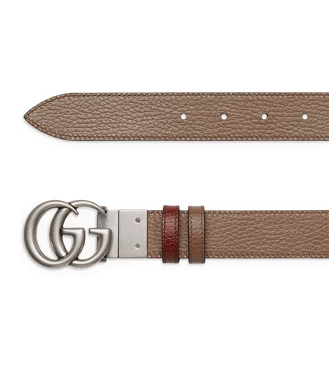 Gucci Brown Leather Gg Marmont Reversible Belt Harrods Uk