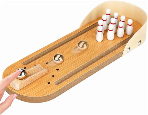 Desktop Bowling Mini Bowling Game Set With 10 Pins Wooden Tabletop