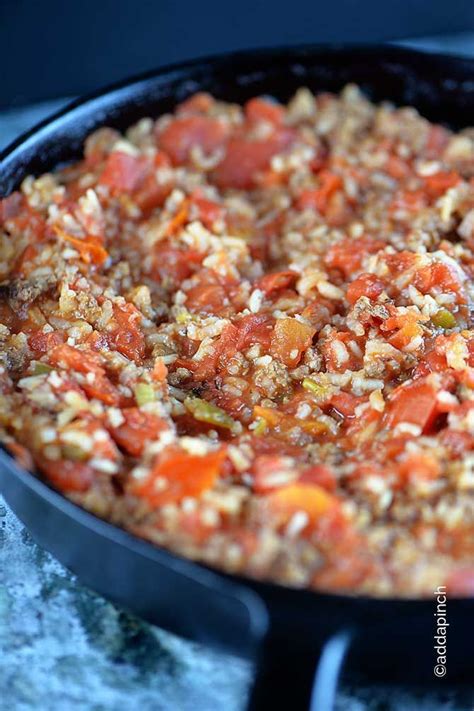 Heat oil in heavy skillet over medium heat; Spanish Rice with Ground Beef Recipe - One of my Mama's ...