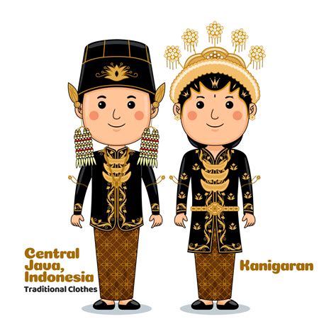 Couple Wear Central Java Indonesian Traditional Clothes 22226500 Vector
