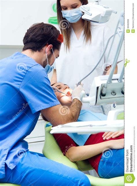 Cute Young Woman At The Dentist Mouth Checkup Stock Image Image Of