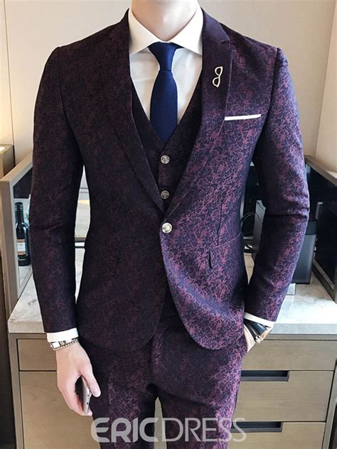 Men's suits are all about details. Ericdress Print Plain Mens 3 Piece Suit 13225456 ...