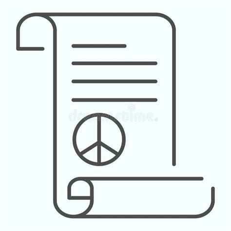peace treaty thin line icon document with peace symbol vector illustration isolated on white
