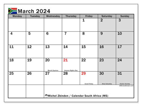 Calendar March 2024 South Africa Ms Michel Zbinden Za