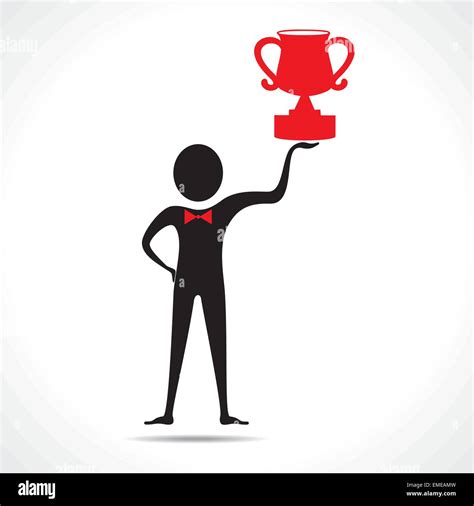 Man Holding A Trophy Vector Stock Vector Image And Art Alamy