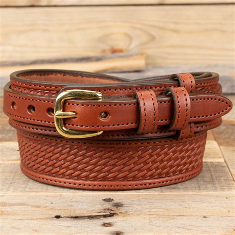 Brown Basketweave Ranger Leather Belt Yoder Leather Company