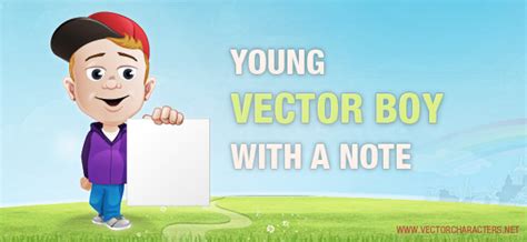 Young Vector Boy Holding A Note Vector Characters