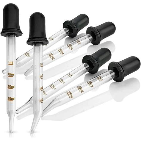 Eye Dropper 6 Pack Bent And Straight Tip Calibrated Glass Medicine