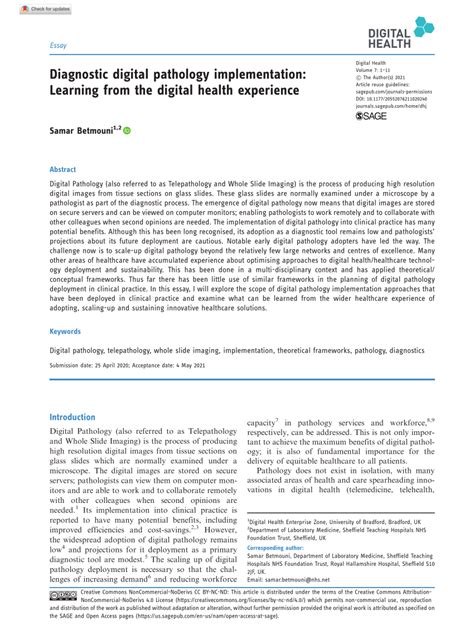 Pdf Diagnostic Digital Pathology Implementation Learning From The