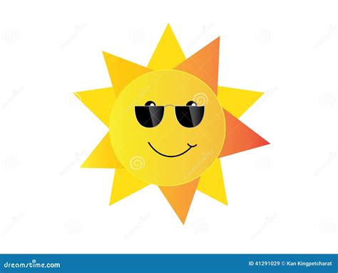 Smile Sun With Sunglasses Cartoon Vector Isolate Stock Vector