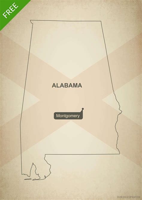 Free Vector Map Of Alabama Outline One Stop Map