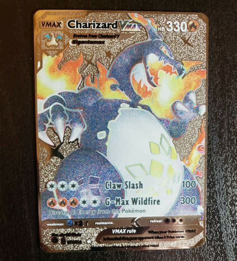 Shiny Charizard Vmax 308 Custom Metal Pokemon Card V 074073 Etsy
