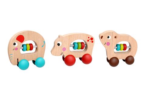 Natural Wooden Animal Rollers Wild Woodland Toys