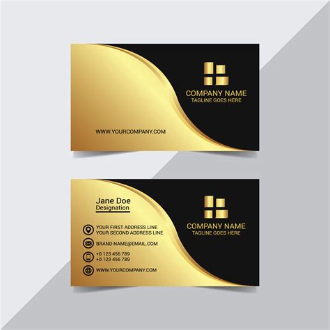 Golden Shape Business Card Template Download Free Vectors Clipart