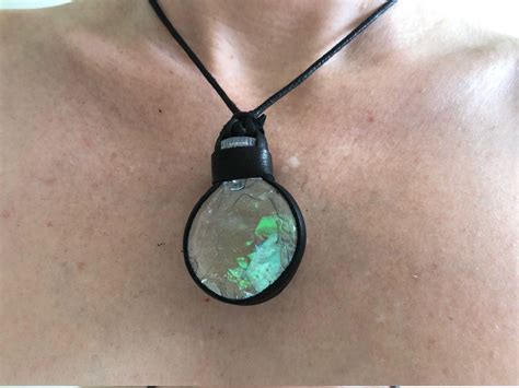 Glowing Opal Amulet Light Up Fauxpal Pendant Glass Translucent Etsy