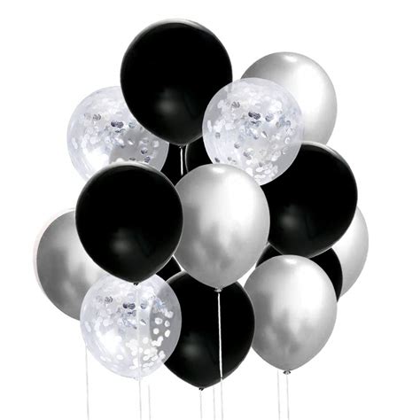 buy 50 pcs 12 inches black and silver balloons silver confetti balloons black and silver