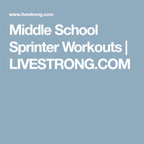 Middle School Sprinter Workouts Sprinter Workout Middle School Sprinter