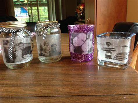 mod podge candle holders or vases with photos mod podge candle holder mod podge candles crafts