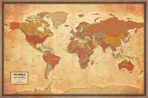 Amazon Com 30x48 World Wall Map By Smithsonian Journeys Tan Oceans