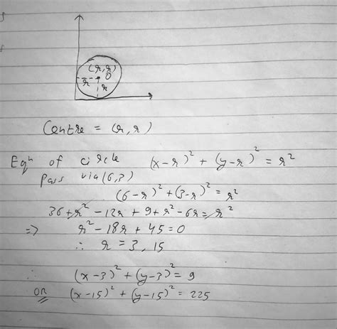 Find The Equation Of The Circle Passing Through The Point 63 And