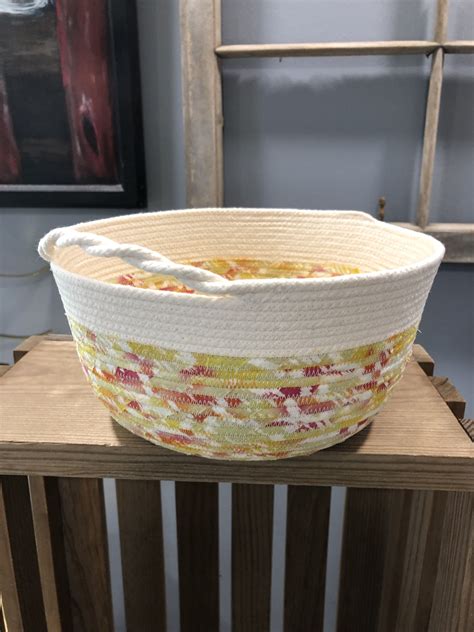 Fabric Rope Bowl In 2021 Coiled Fabric Basket Coiled Fabric Bowl