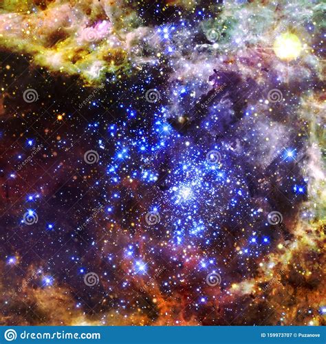 Universe Scene With Planets Stars And Galaxies In Outer Space Stock
