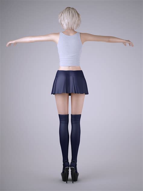 Sexy Blonde Girl Students 3d Model