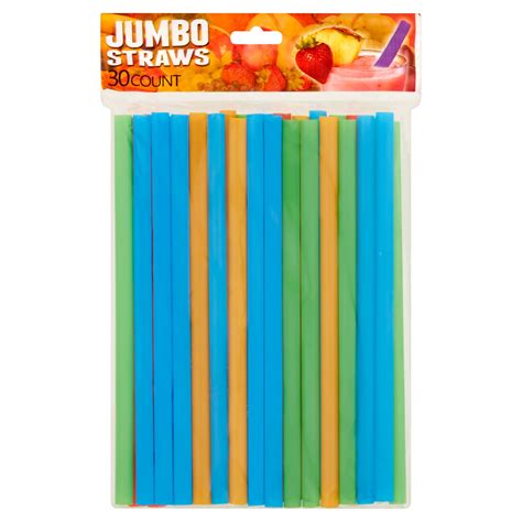 30ct Jumbo Straws In Assorted Colors