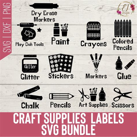 Kids Arts And Crafts Labels Art Supplies Svg Craft Room Etsy