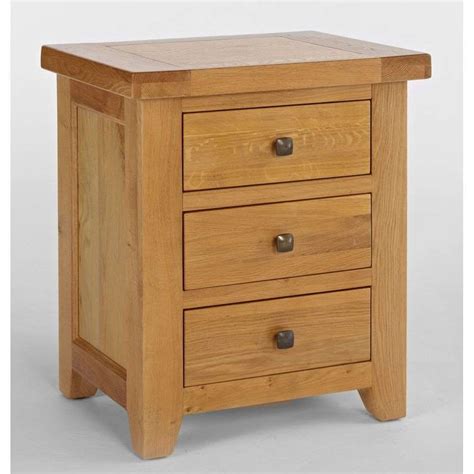 Devon Solid Oak Three Drawer Bedside Table Buy Now