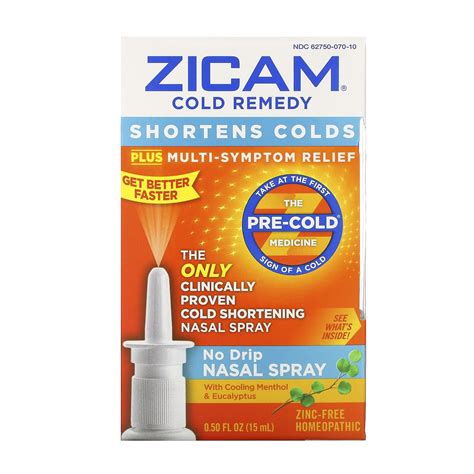 Zicam Cold Remedy No Drip Nasal Spray 050 Fl Oz 15 Ml