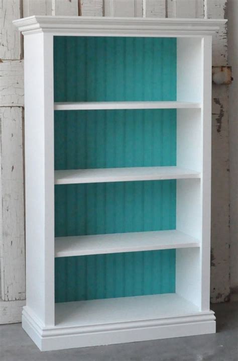 Bookcase In Distressed White And Teal Small Bedroom Design Pinter