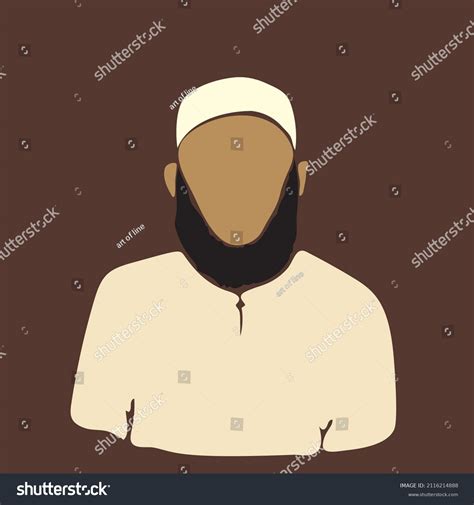 Arabic Muslim Man Beard Portrait Wearing Stock Illustration 2116214888