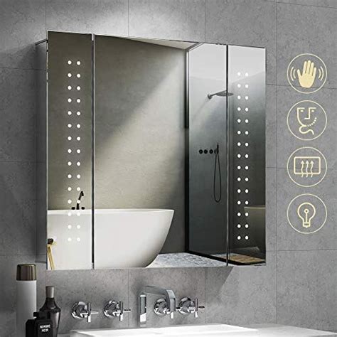 Quavikey® Led Illuminated Bathroom Mirror Cabinet Aluminum Bathroom